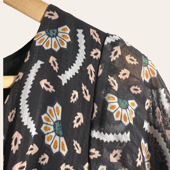 Stevie May Anise Black Printed Chiffon Short Sleeve Dress Size Small - Picture 7 of 16